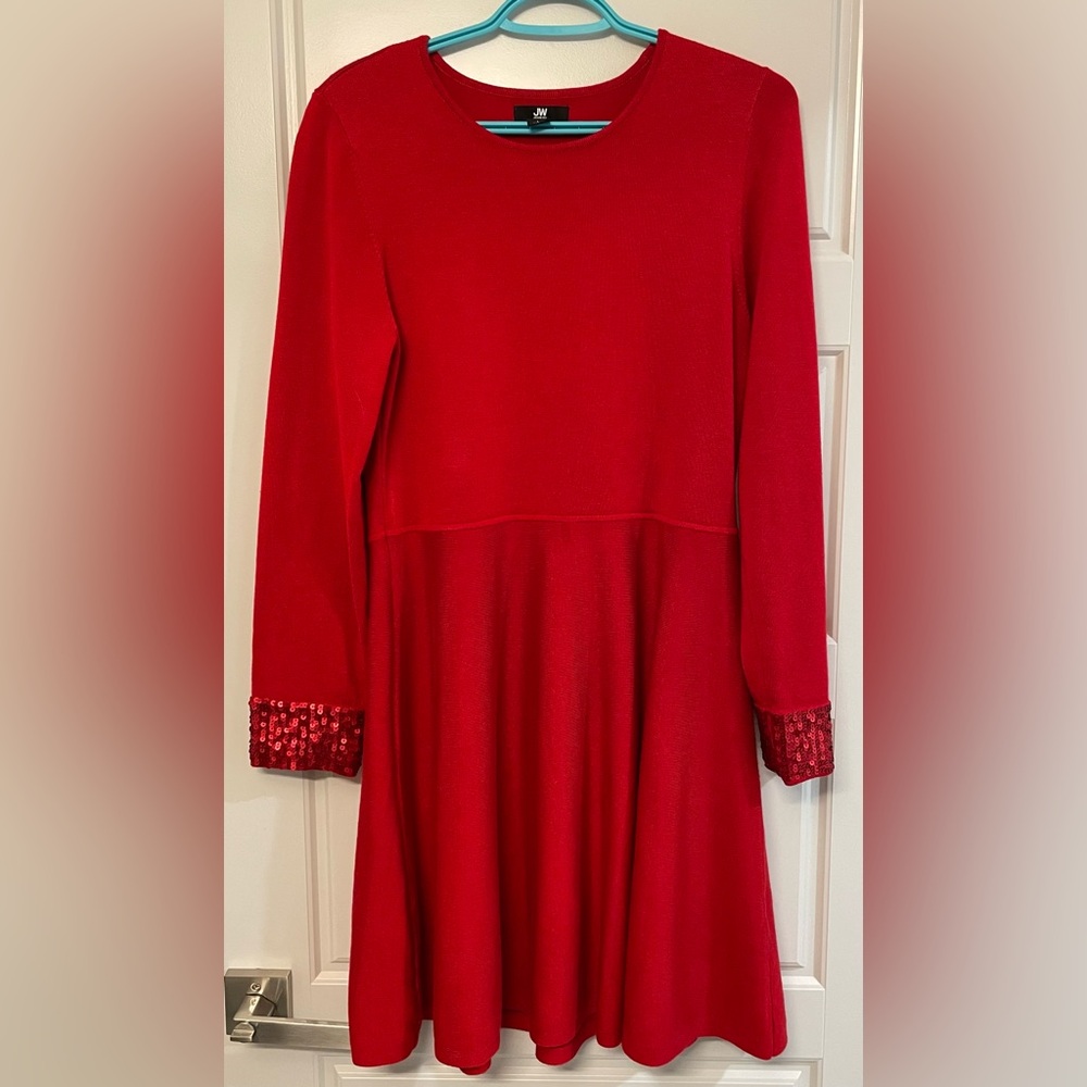 Jason Wu Vibrant Red Dress with Embellished Sequins Cuffs